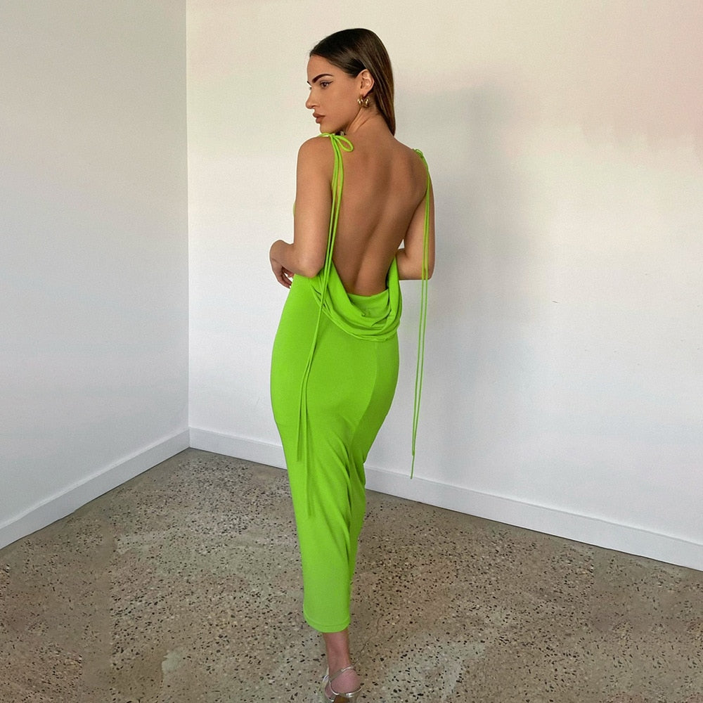 Cassey Sexy Hollow Halter Sling Dress