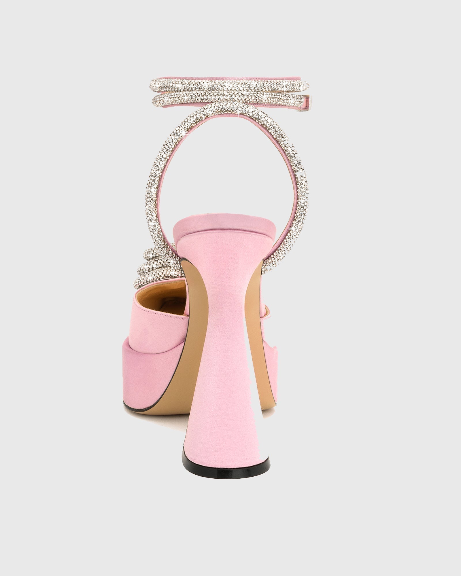 Ambra Crystal Heart Strap Platform Flared Heels