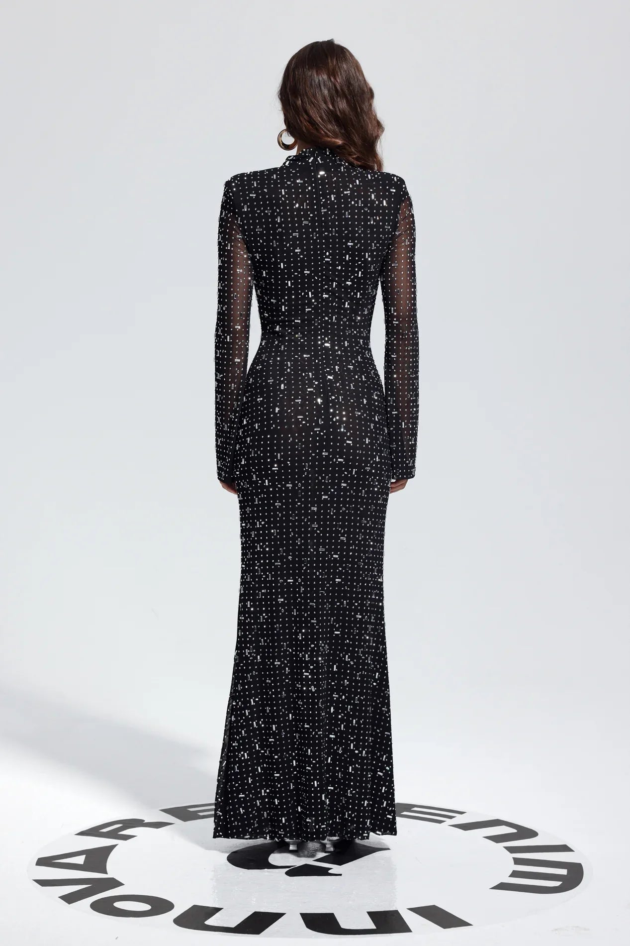 Versia Sequin Maxi Black Dress
