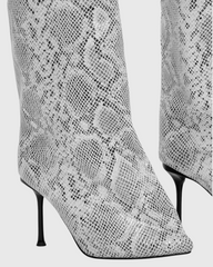 Angiola Slash Flare Knee High Boots In Snake