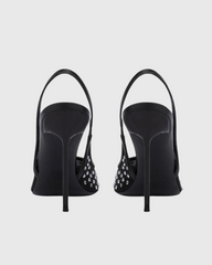 Arlene Rhinestone Slingback Mesh Pumps In Black