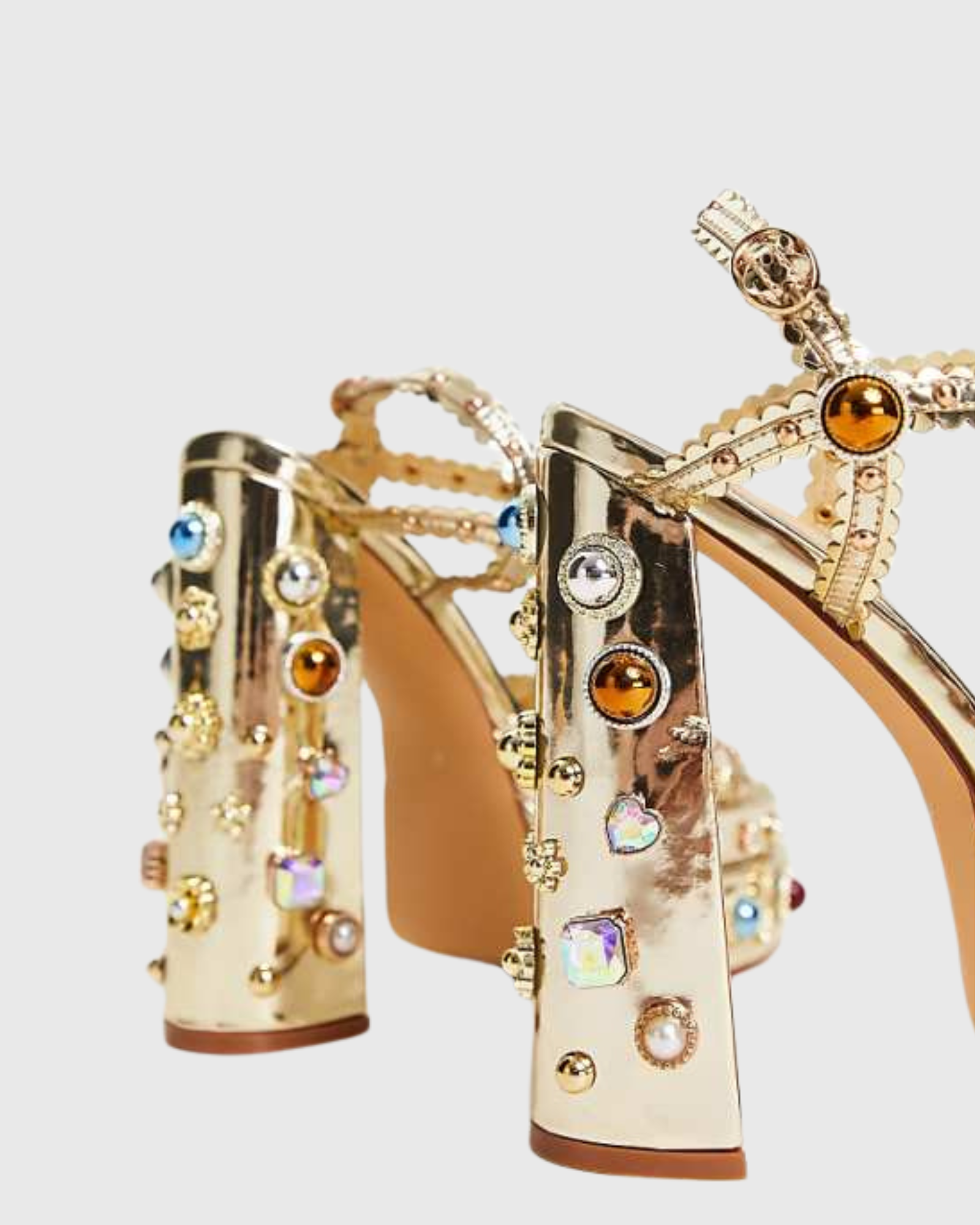 Armida Vintage Diamond Platform Sandals In Gold