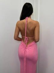 Halter Neck Slim Hip Backless Dress