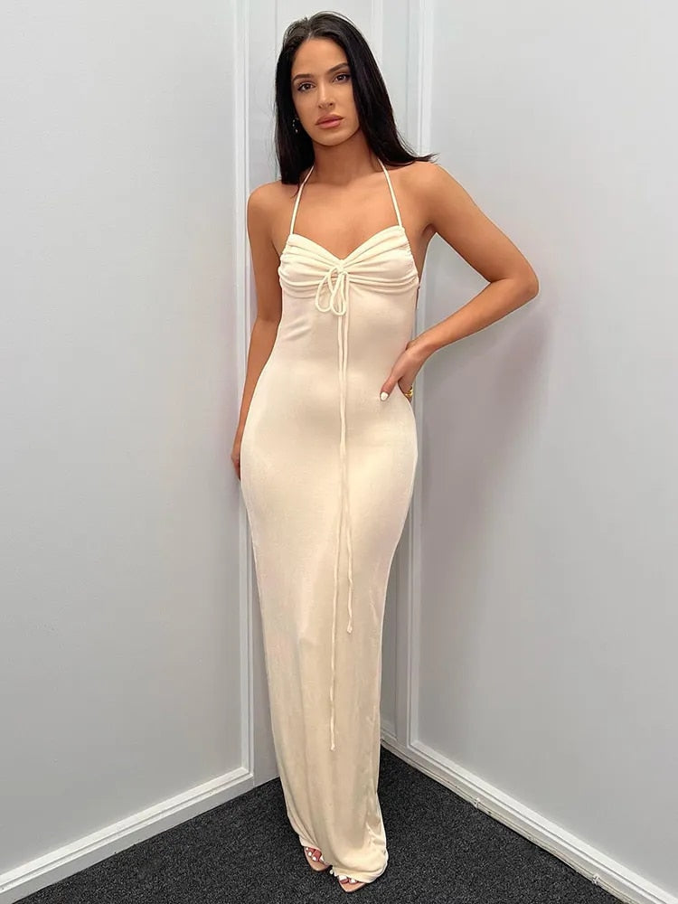 Halter Neck Slim Hip Backless Dress