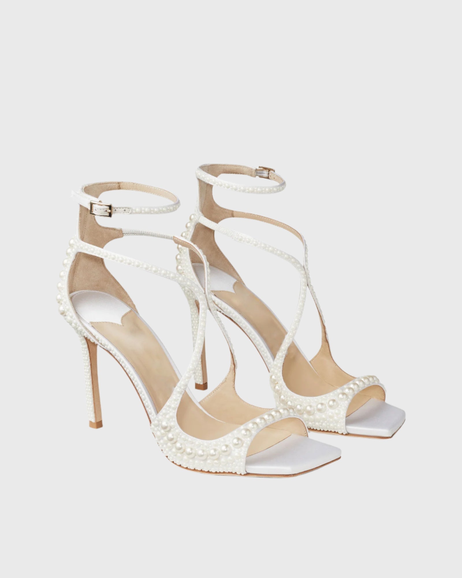 Aryana Pearl Strap Sandals In White
