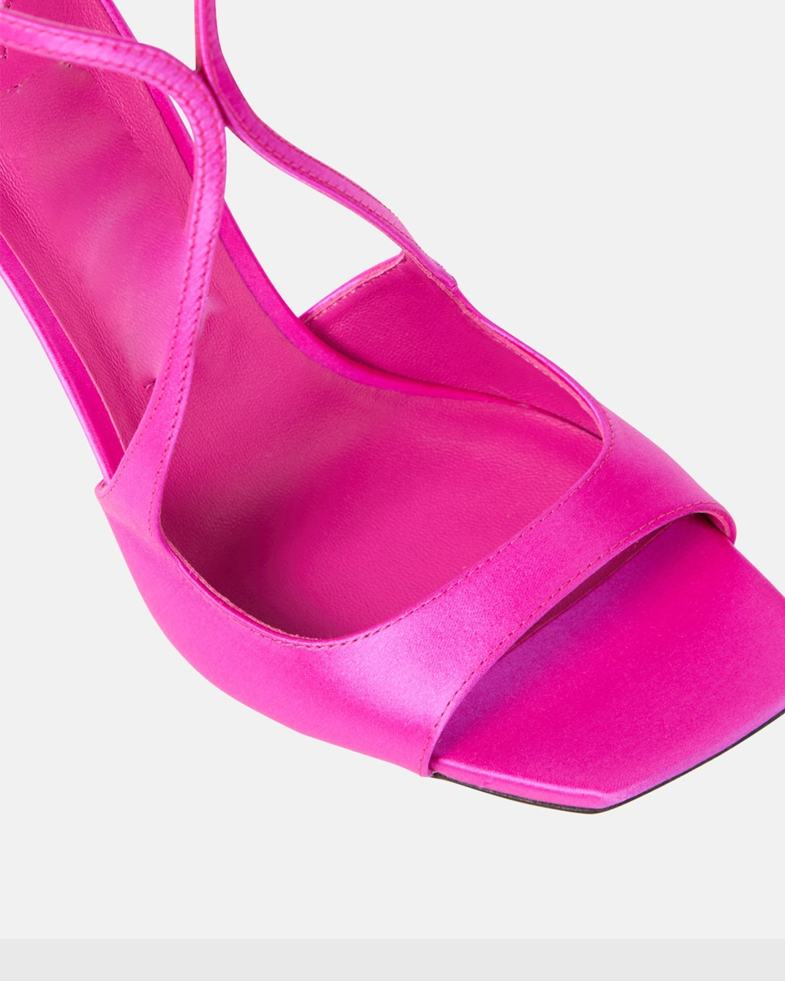 Aryana Satin Strap Sandals In Hot Pink