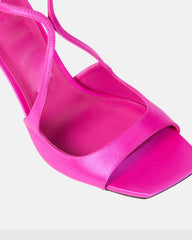 Aryana Satin Strap Sandals In Hot Pink