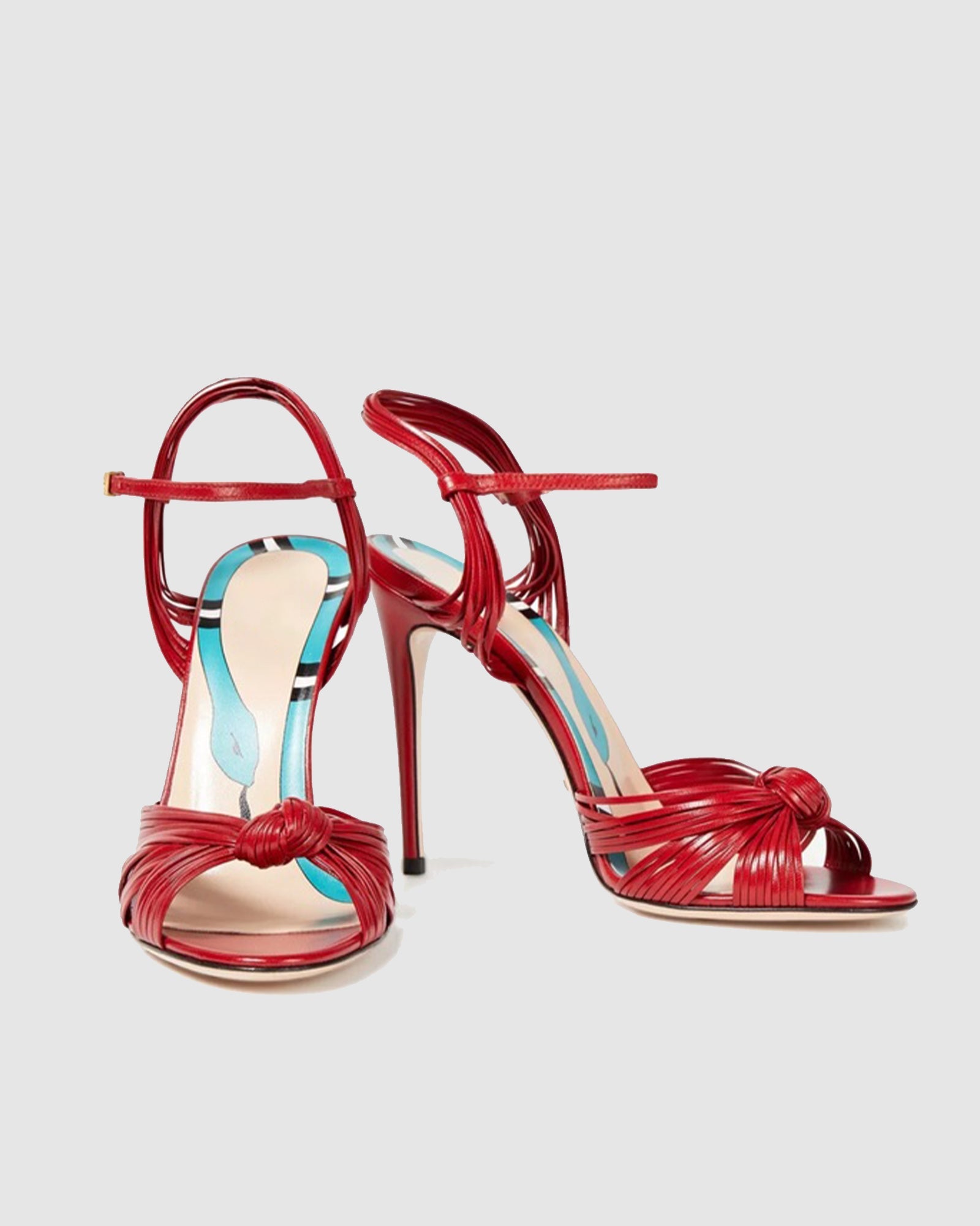 Asia Woven Leather Sandals In Red