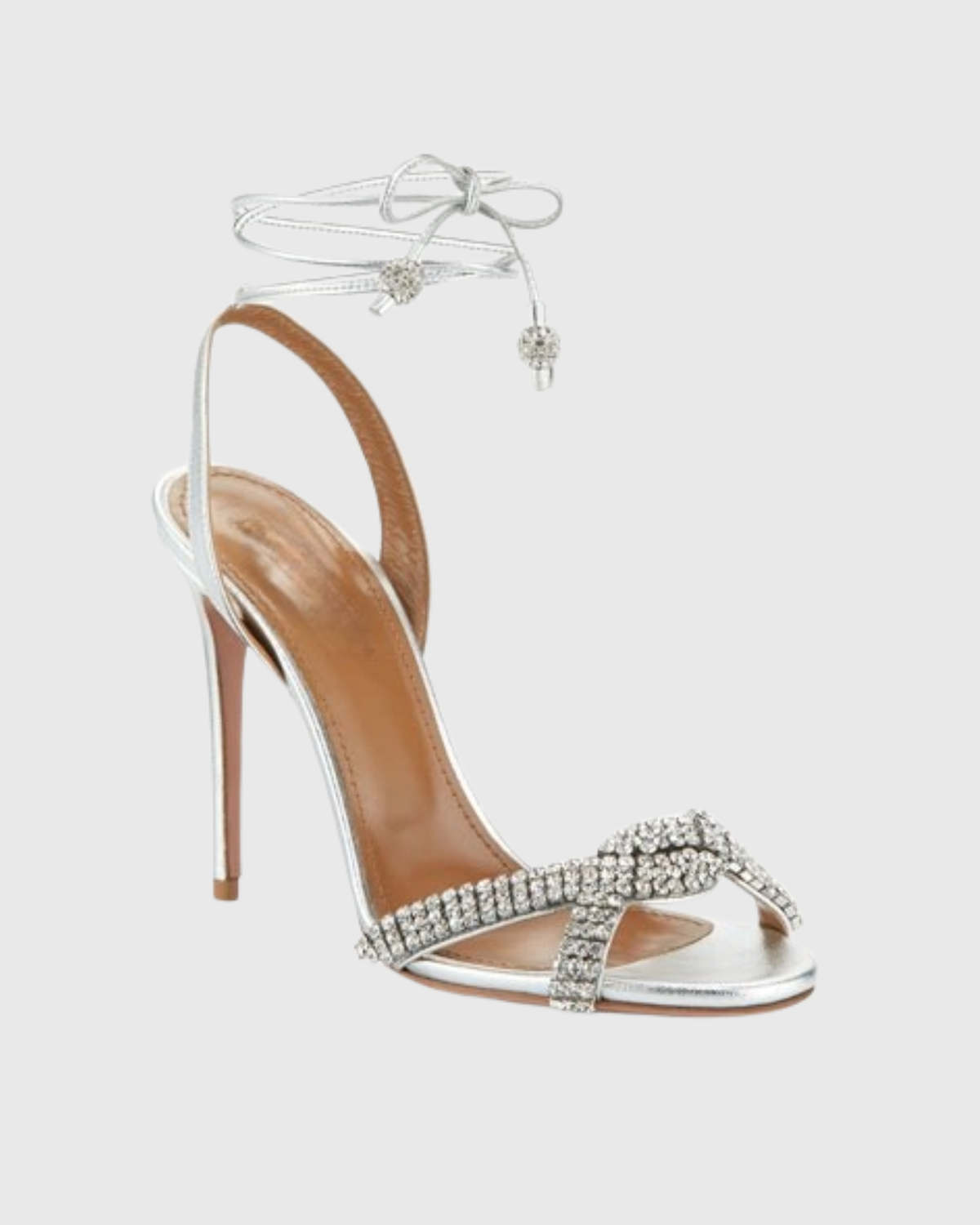 Ayla Rhinestone Lace Up Sandals In Silver