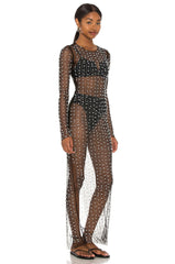Anaka See-through Diamond Mesh Dress