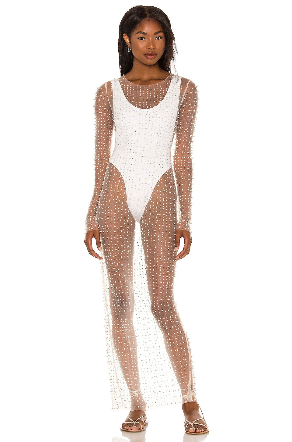 Anaka See-through Diamond Mesh Dress
