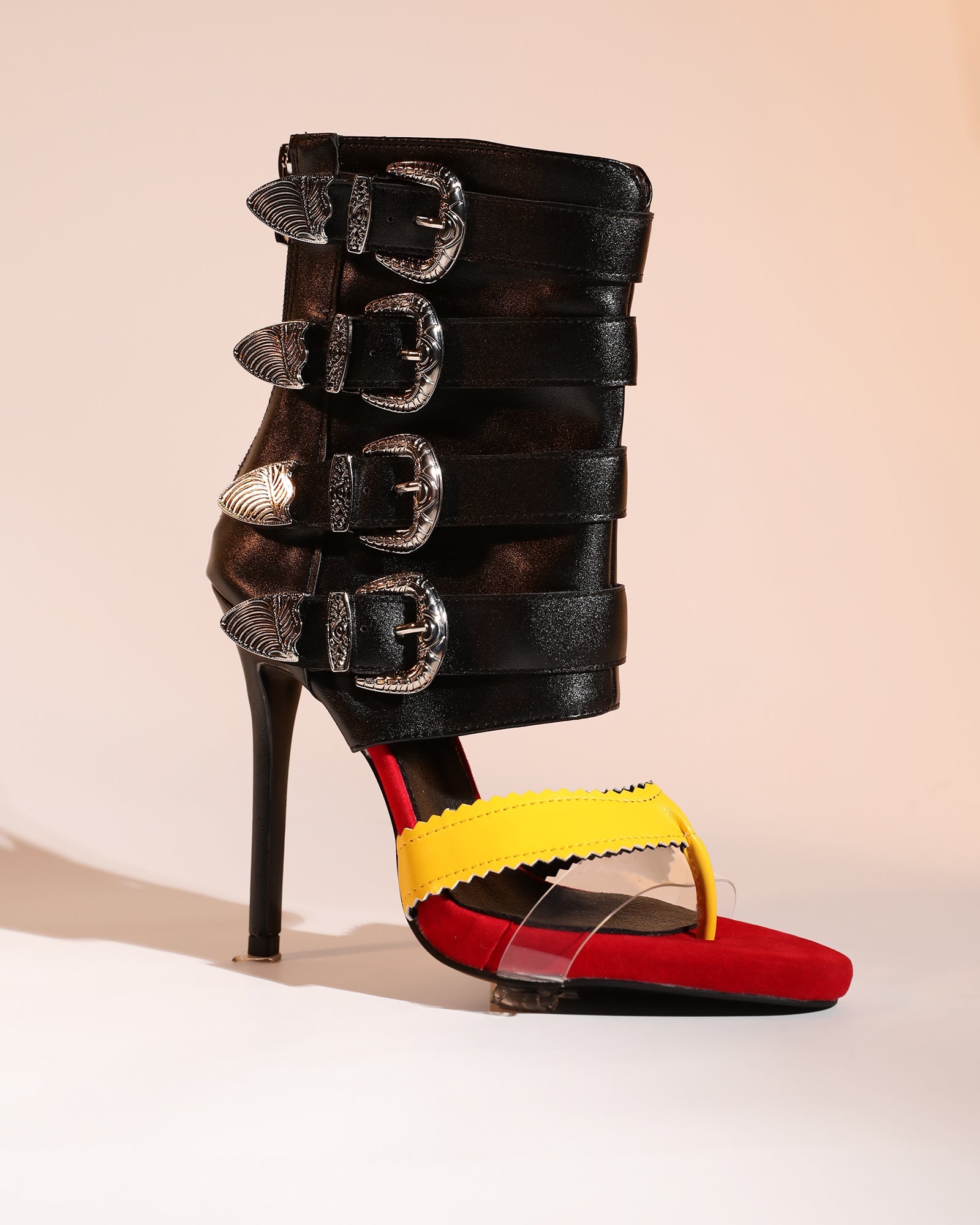 Baba Buckle Deconstruct Thong Sandals In Black