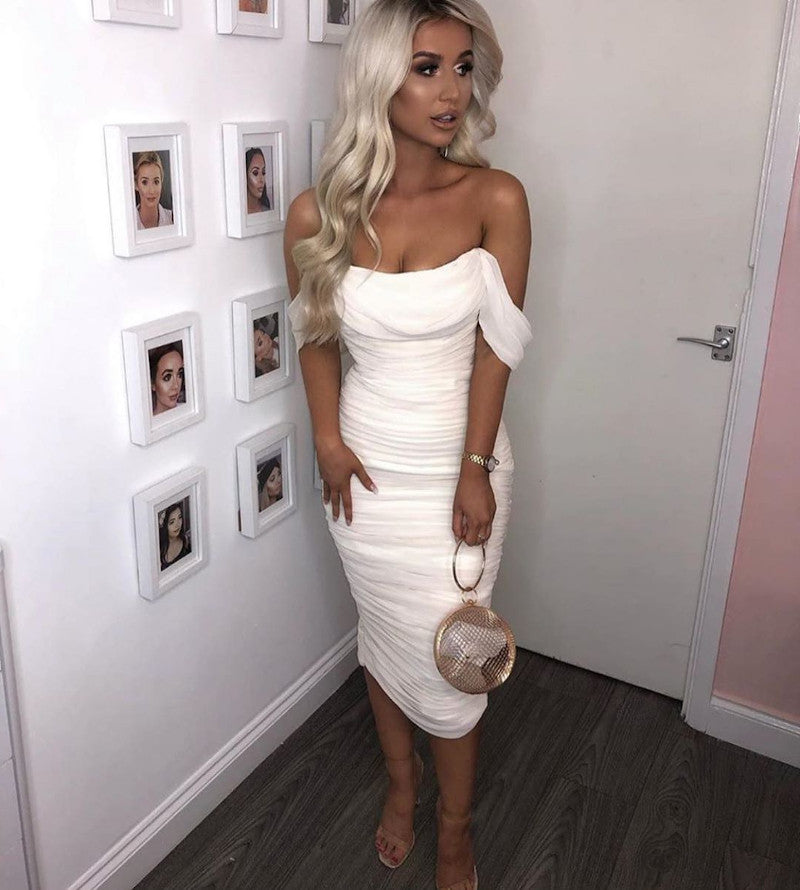 Lemily Ruched Draped Chiffon Dress