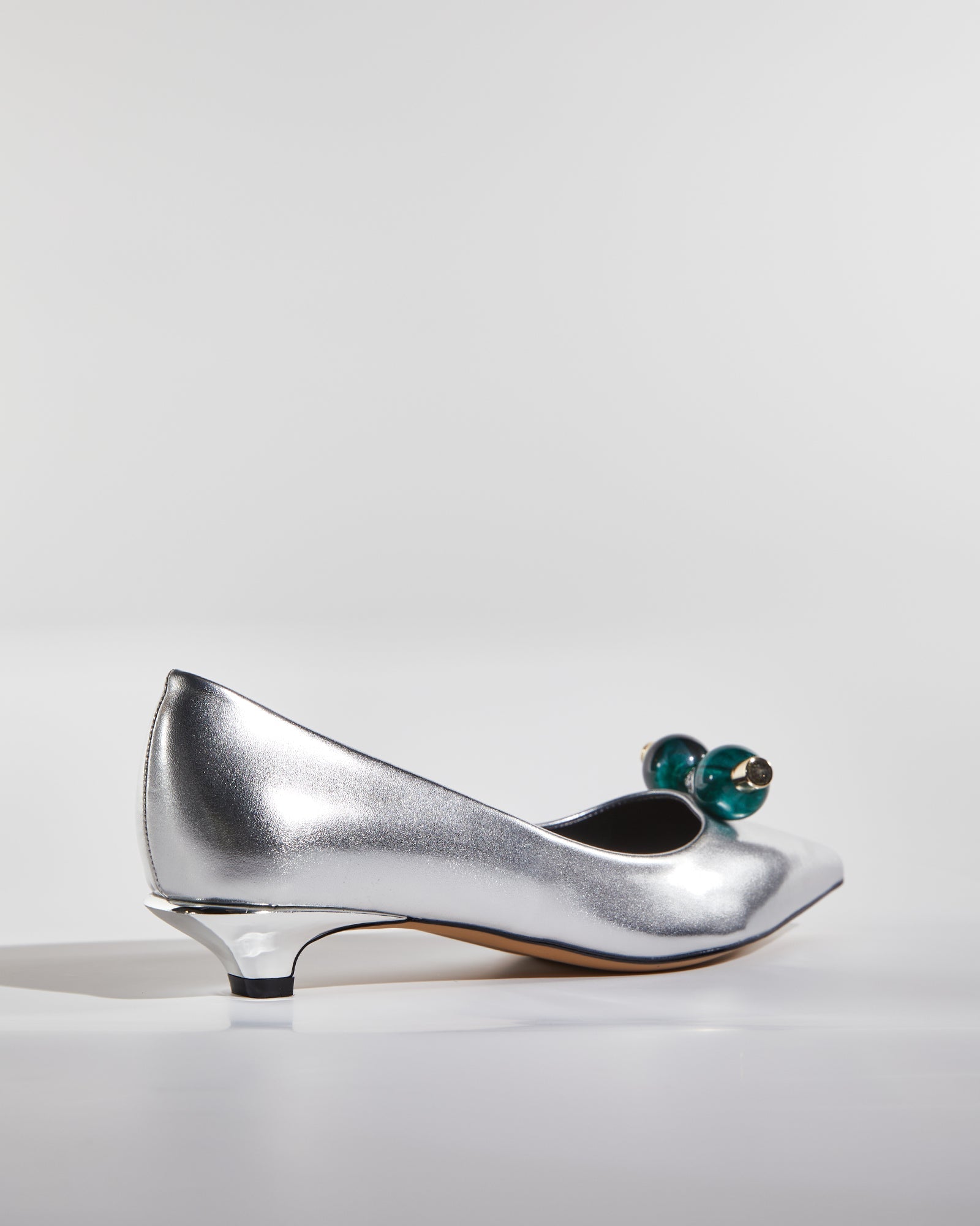 Bay Beads Metallic Kitten Heels In Silver