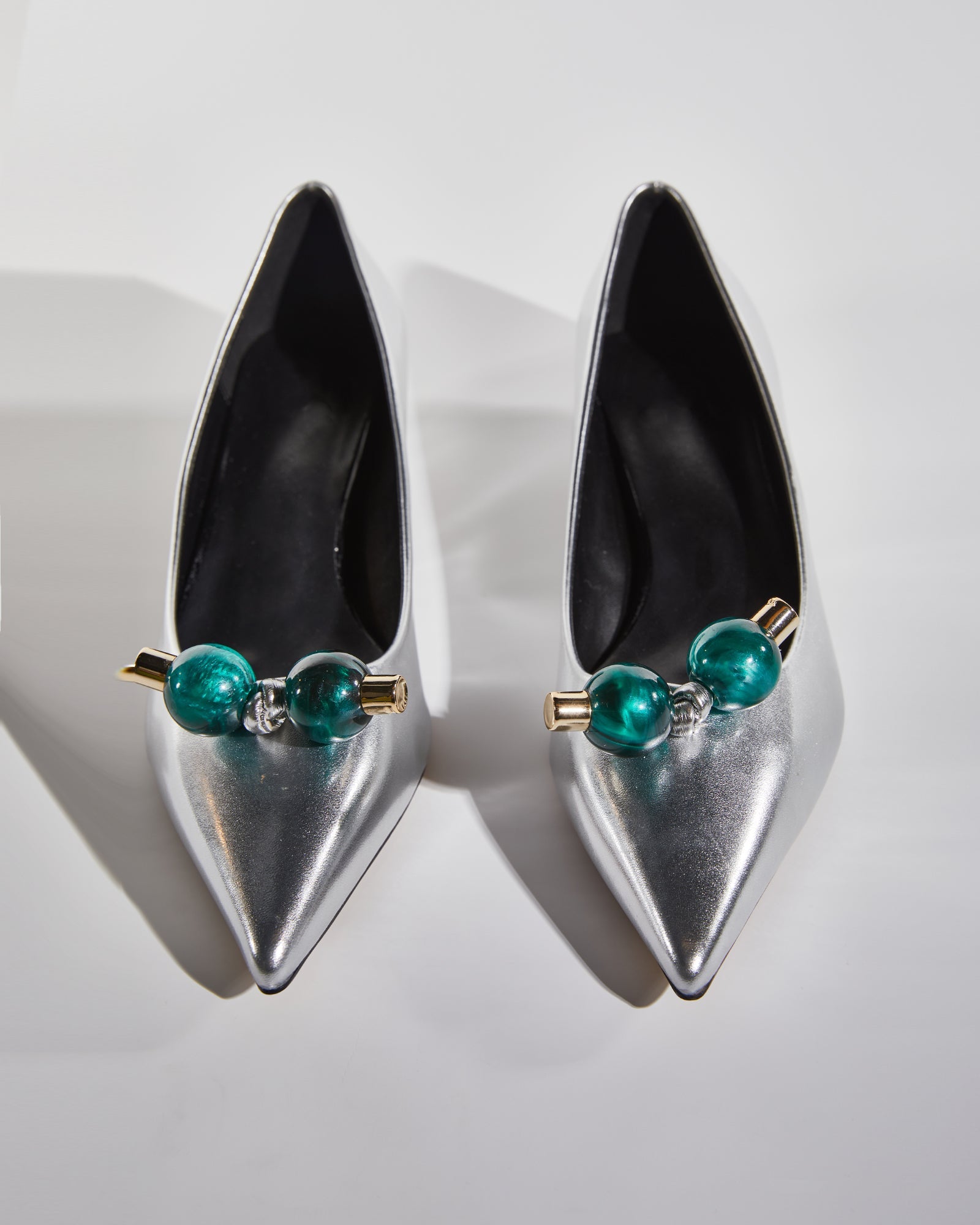 Bay Beads Metallic Kitten Heels In Silver