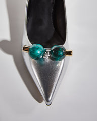 Bay Beads Metallic Kitten Heels In Silver
