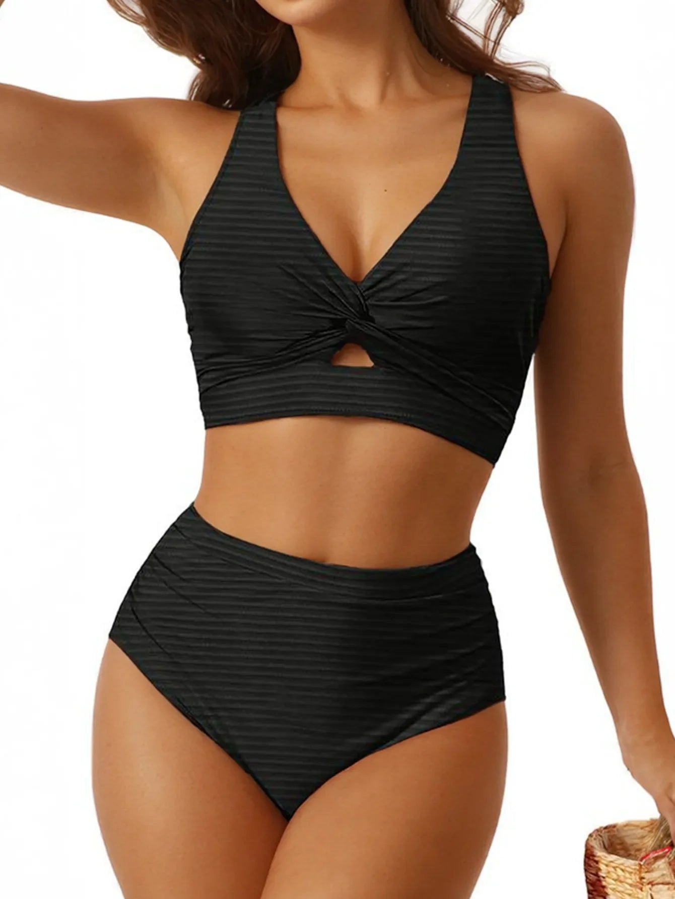 Black Ribbed Bikini Set