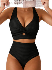 Black Ribbed Bikini Set