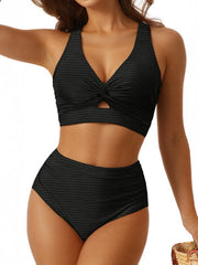 Black Ribbed Bikini Set