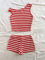 Black Striped Two Piece Bikinis Sets