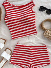 Black Striped Two Piece Bikinis Sets