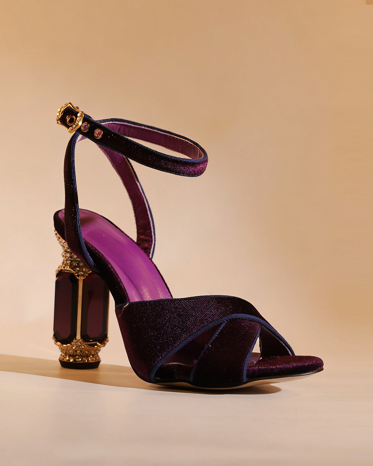 Blythe Velvet Vintage Sandals In Purple