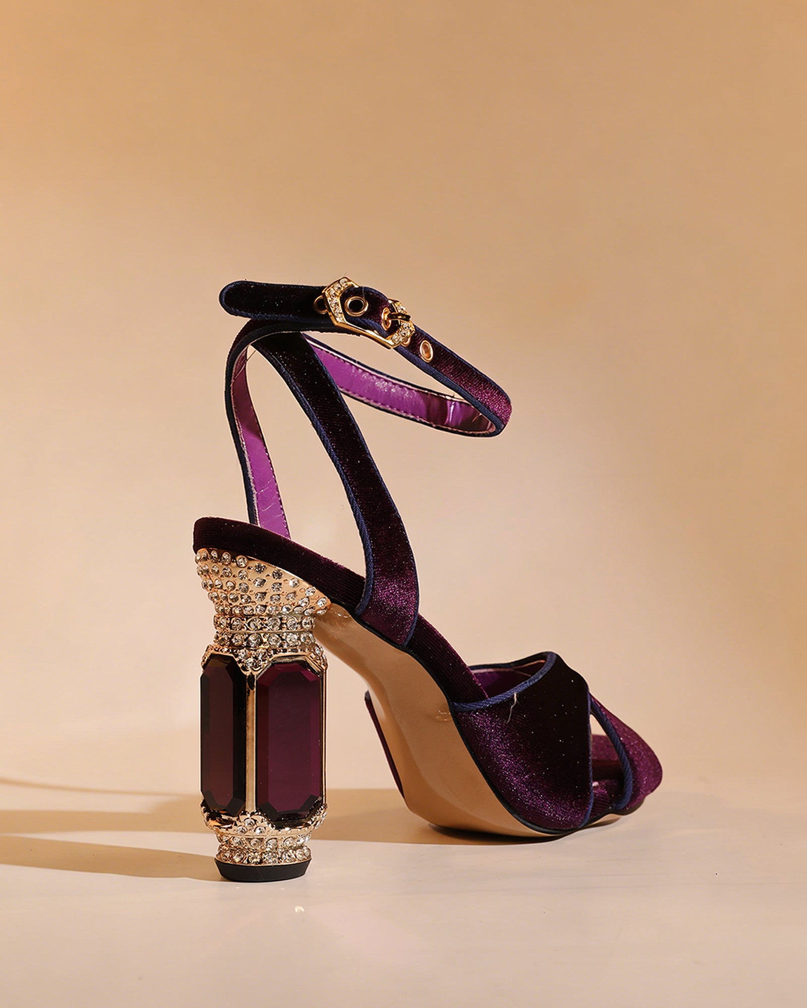 Blythe Velvet Vintage Sandals In Purple