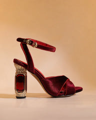 Blythe Velvet Vintage Sandals In Red