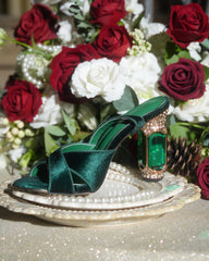 Blythe Velvet Vintage Sandals In Green