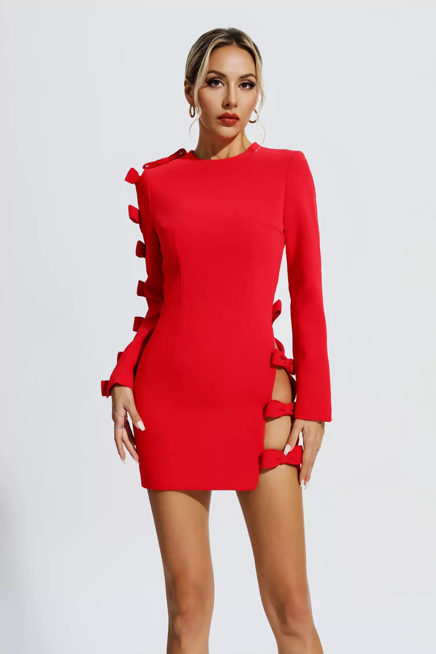 Asymmetric Cutout Hollow Bow Mini Dress