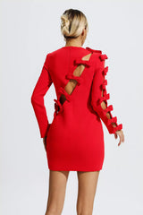 Asymmetric Cutout Hollow Bow Mini Dress