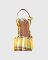 Brio Plaid Strap Pumps In Yellow