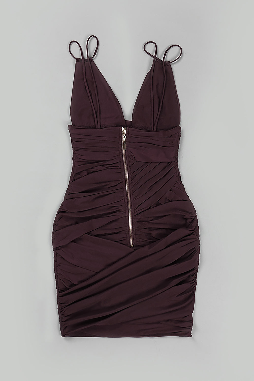 Mesh Pleated Spaghetti Strap Mini Dress