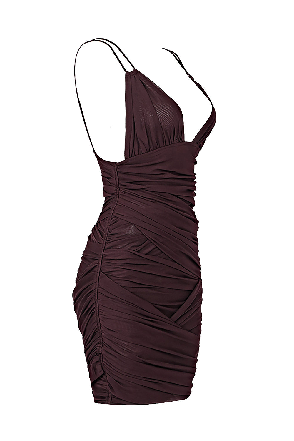 Mesh Pleated Spaghetti Strap Mini Dress