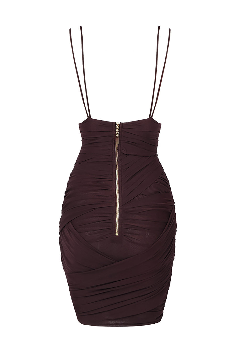 Mesh Pleated Spaghetti Strap Mini Dress
