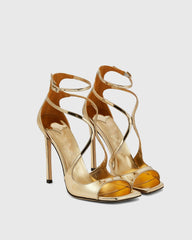 Aryana Metallic Strap Sandals In Gold