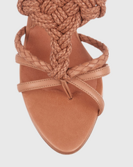 Cahid Woven Lace Up Sandals In Brown