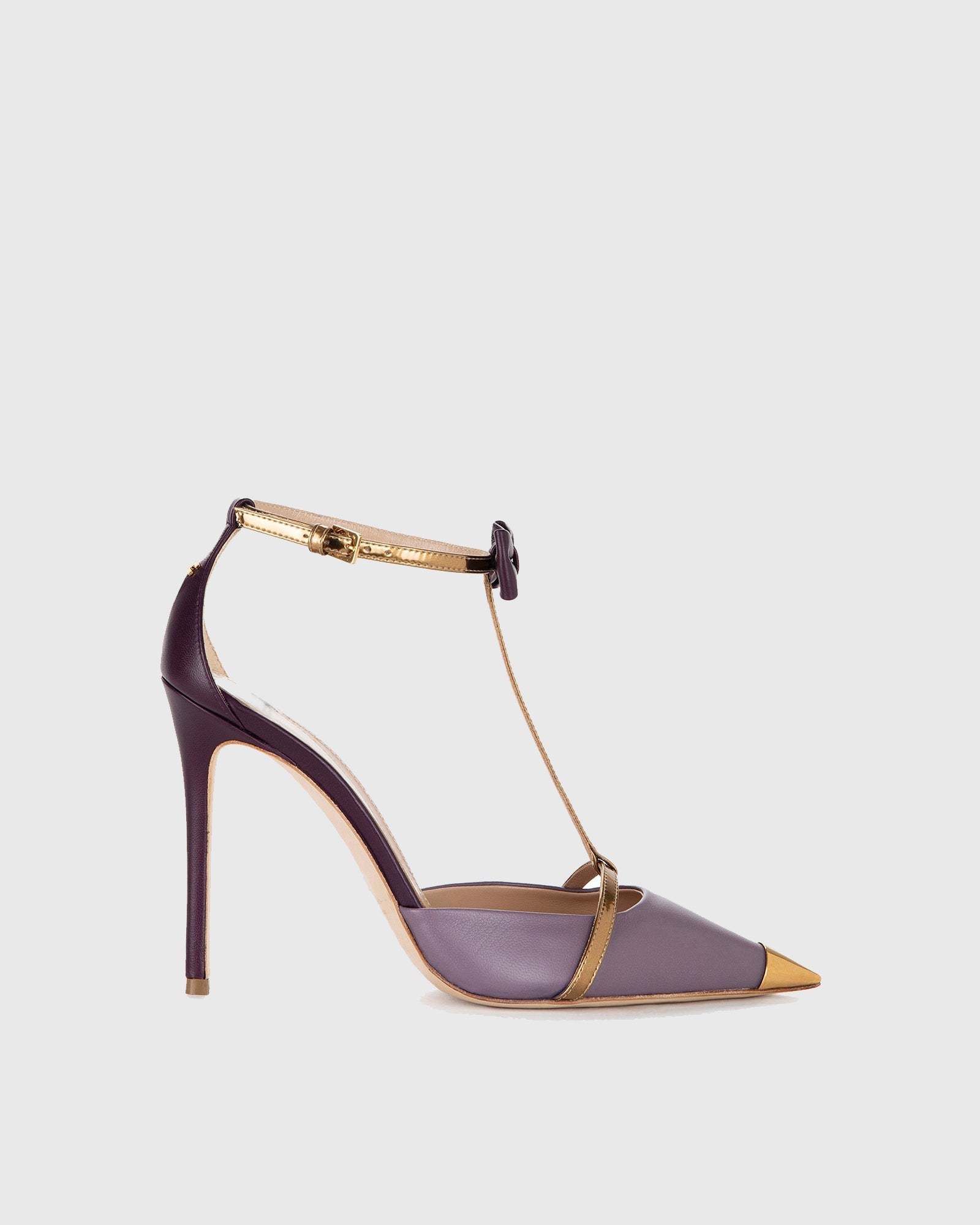 Colomba Bow Embellished Strap Pumps In Violet