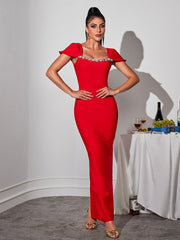 Allure Diamond Maxi Red Dress