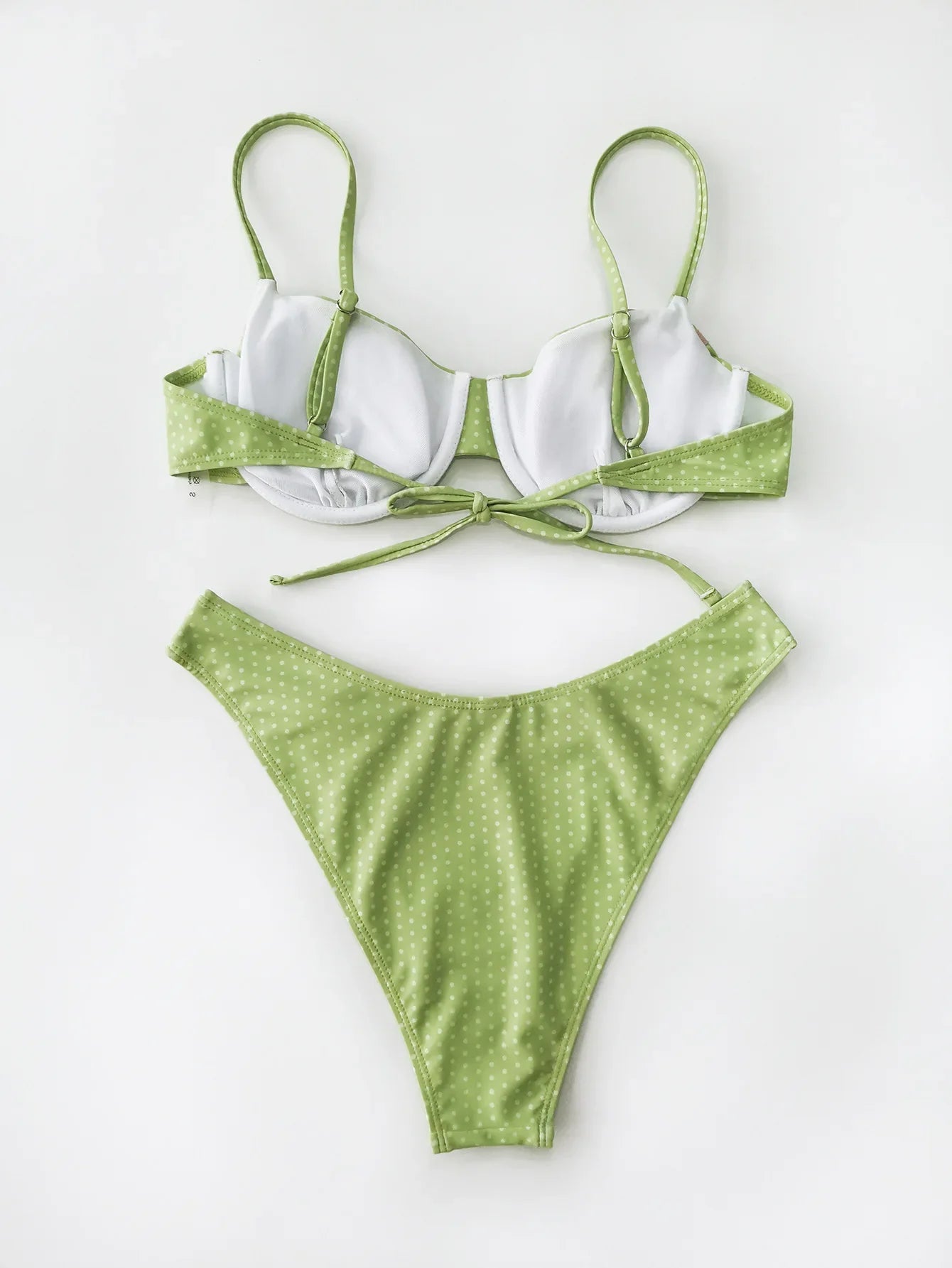 Cute Green Dot Print Bikini Set