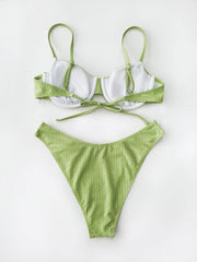 Cute Green Dot Print Bikini Set