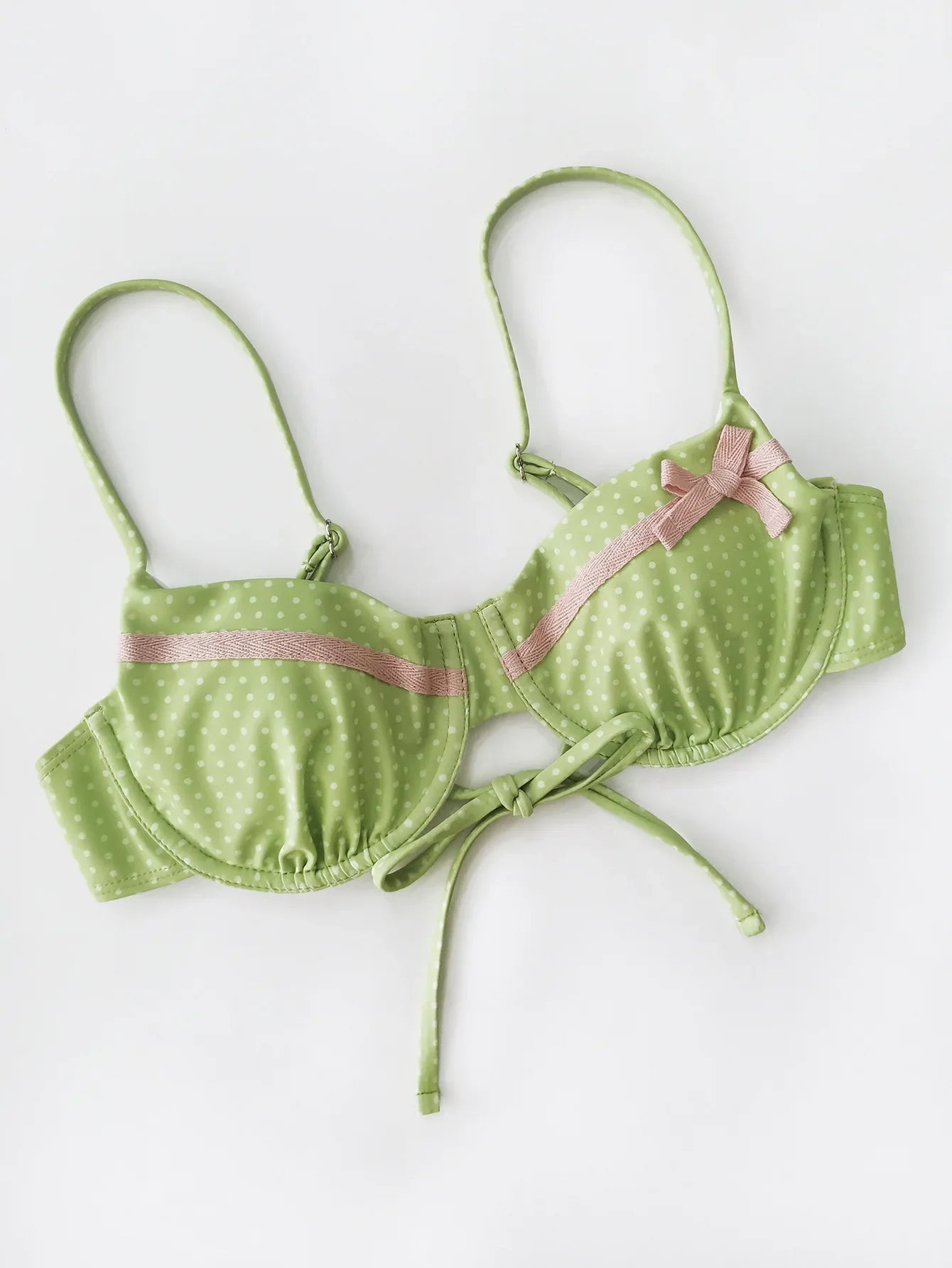 Cute Green Dot Print Bikini Set