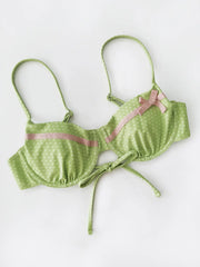 Cute Green Dot Print Bikini Set