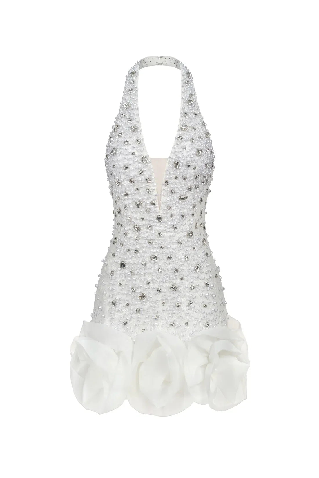 ALANA MINI WHITE RHINESTONE DRESS