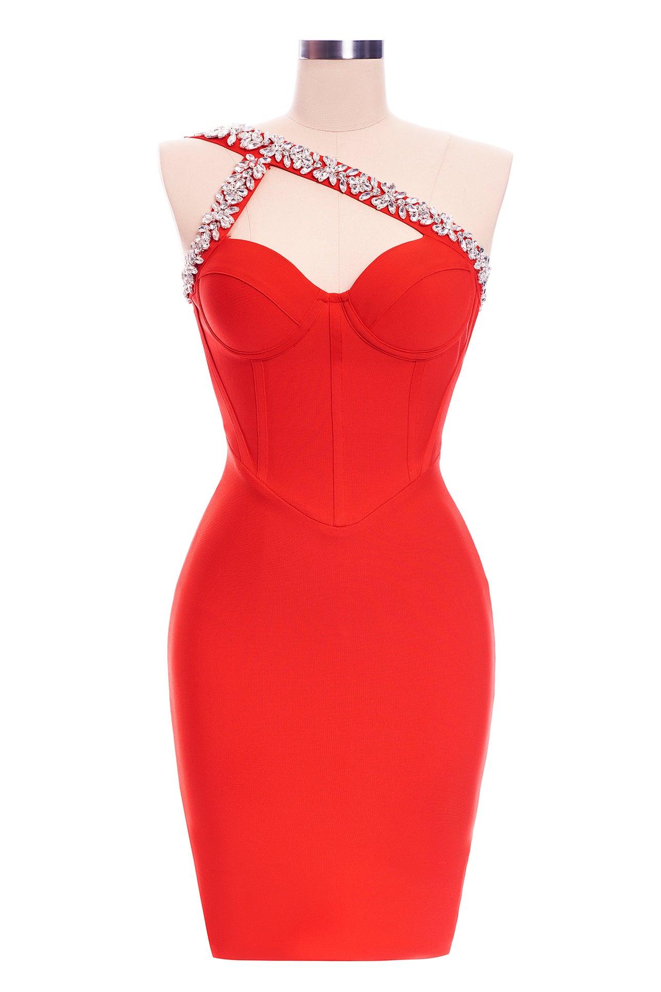 Crystal cocktail Dress-Red