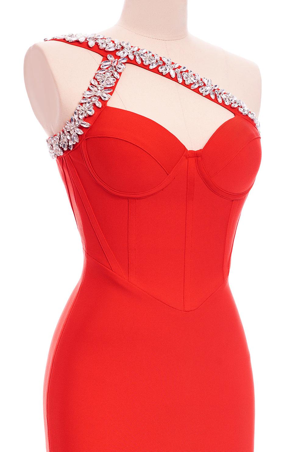 Crystal cocktail Dress-Red