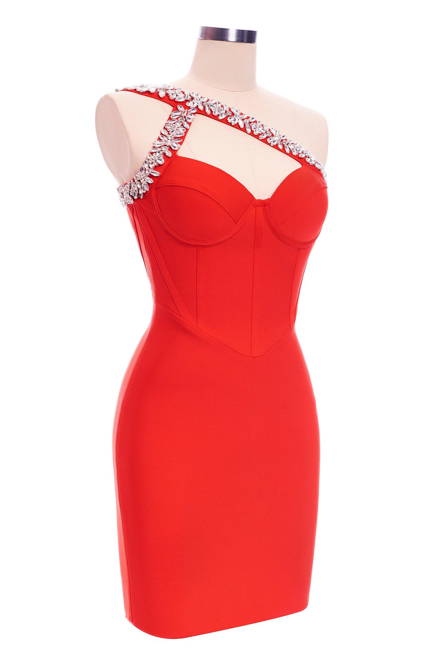 Crystal cocktail Dress-Red