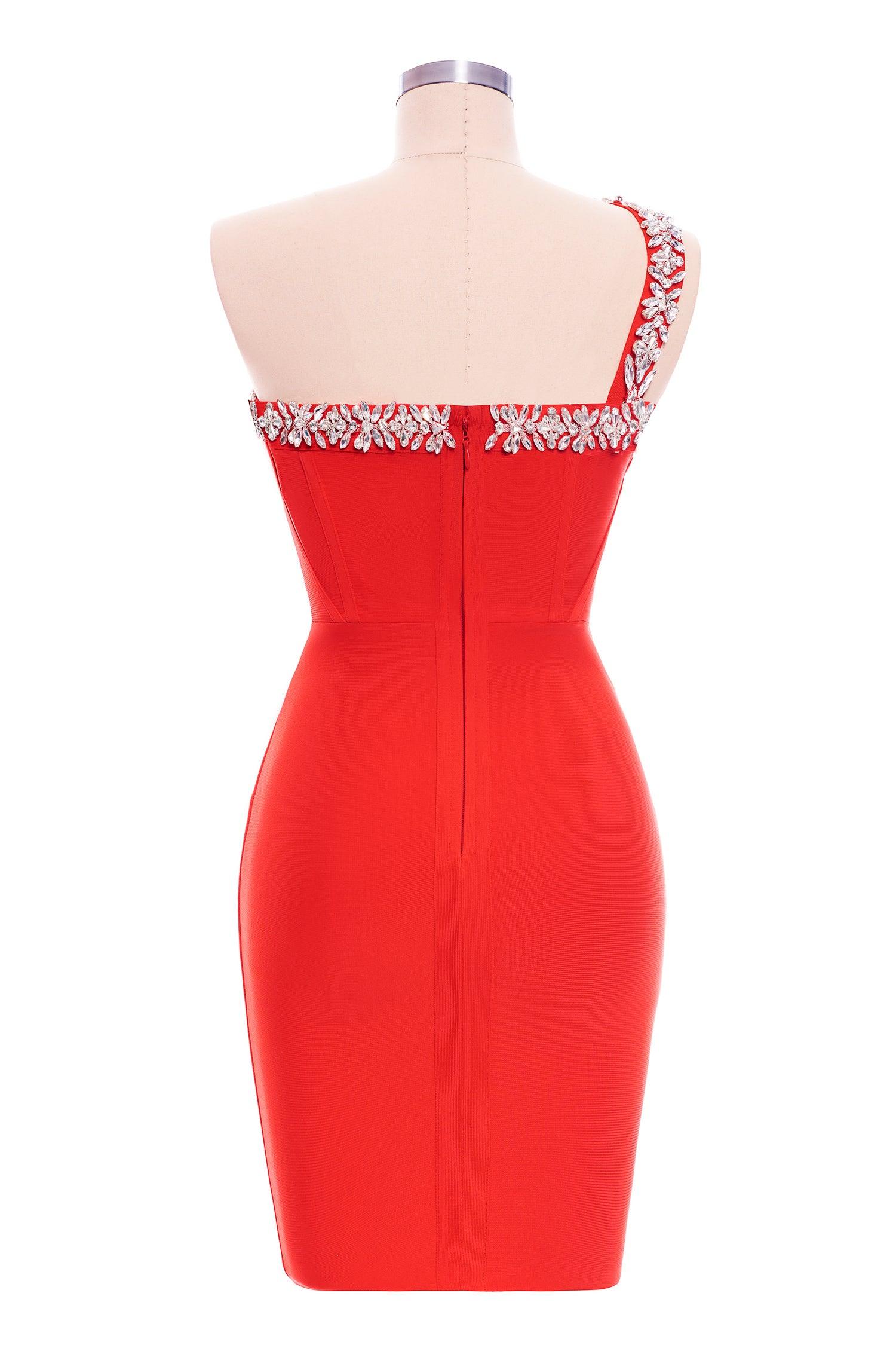 Crystal cocktail Dress-Red