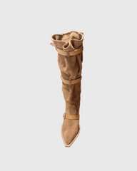 Dai Buckle Cowboy Boots In Camel
