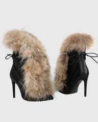 Kaia Faux Fur Ankle Boots In Black